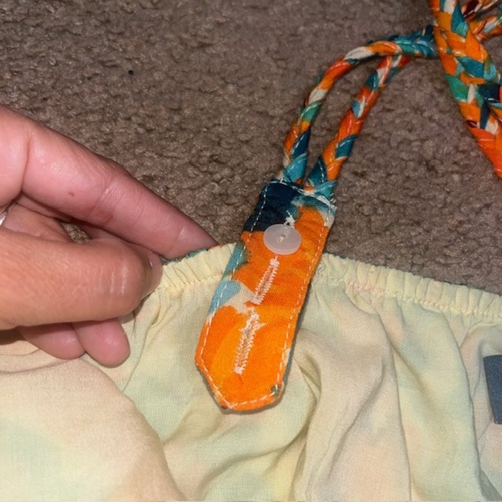 ModCloth Twists and Tendrils Overall Tiered Midi Dress Floral Orange Green 2X - Picture 5 of 9